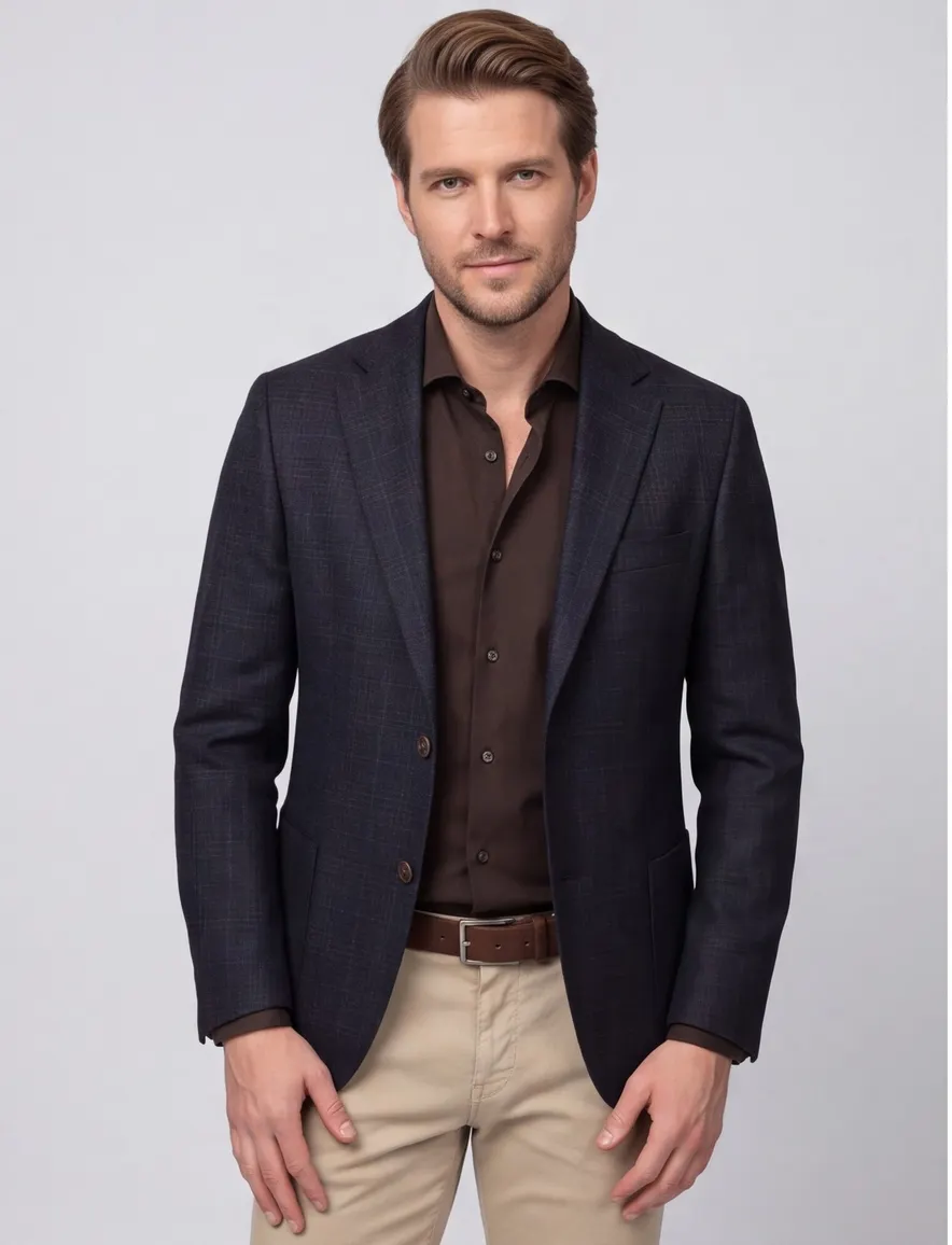 lamswol Dressler colbert navy geruit