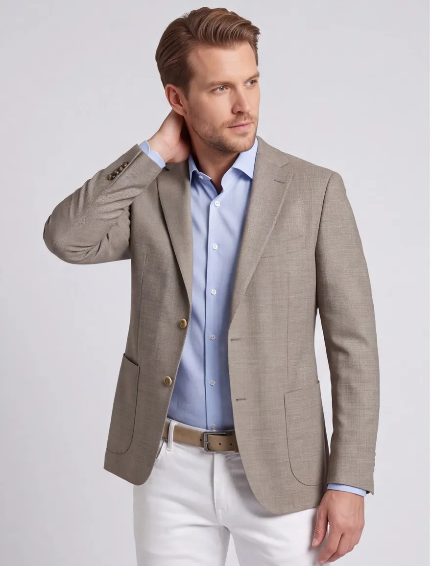 Dressler colberts beige geruit