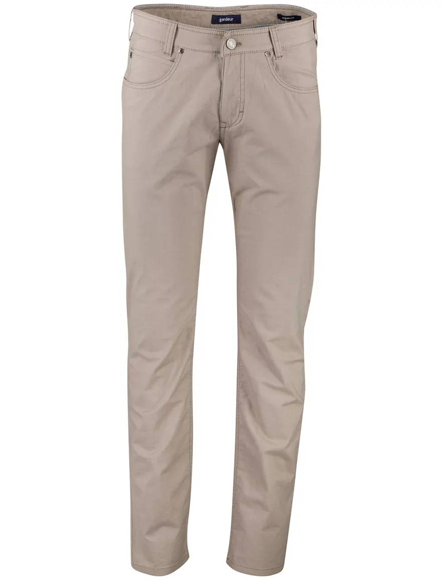 Gardeur Pantalon Bill 5-pocket beige katoen effen