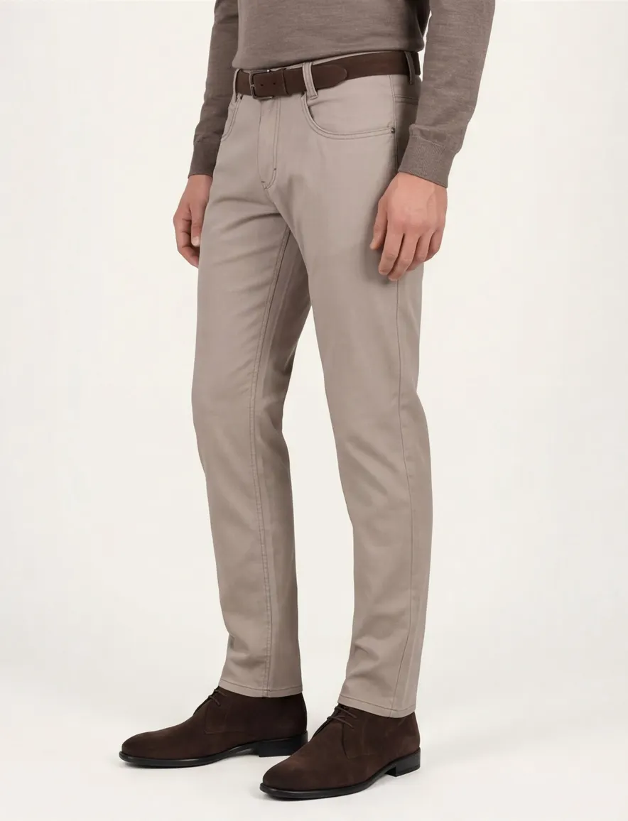 Gardeur Pantalon Bill 5-pocket beige katoen effen