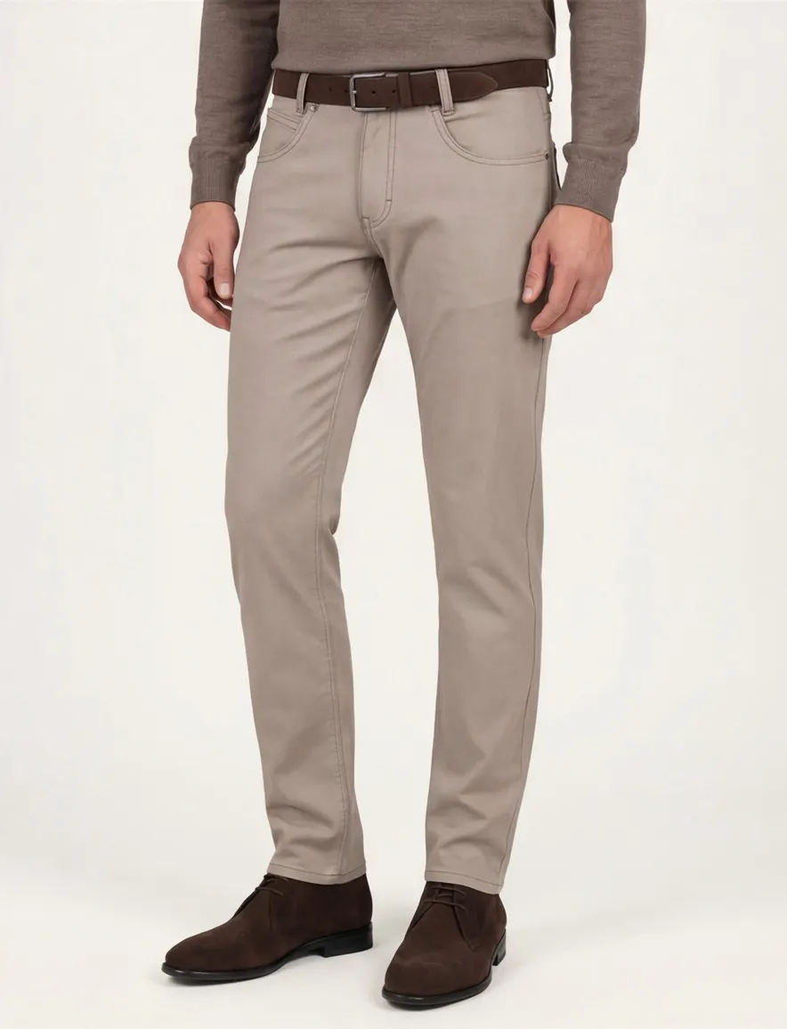 Gardeur Pantalon Bill 5-pocket beige katoen effen