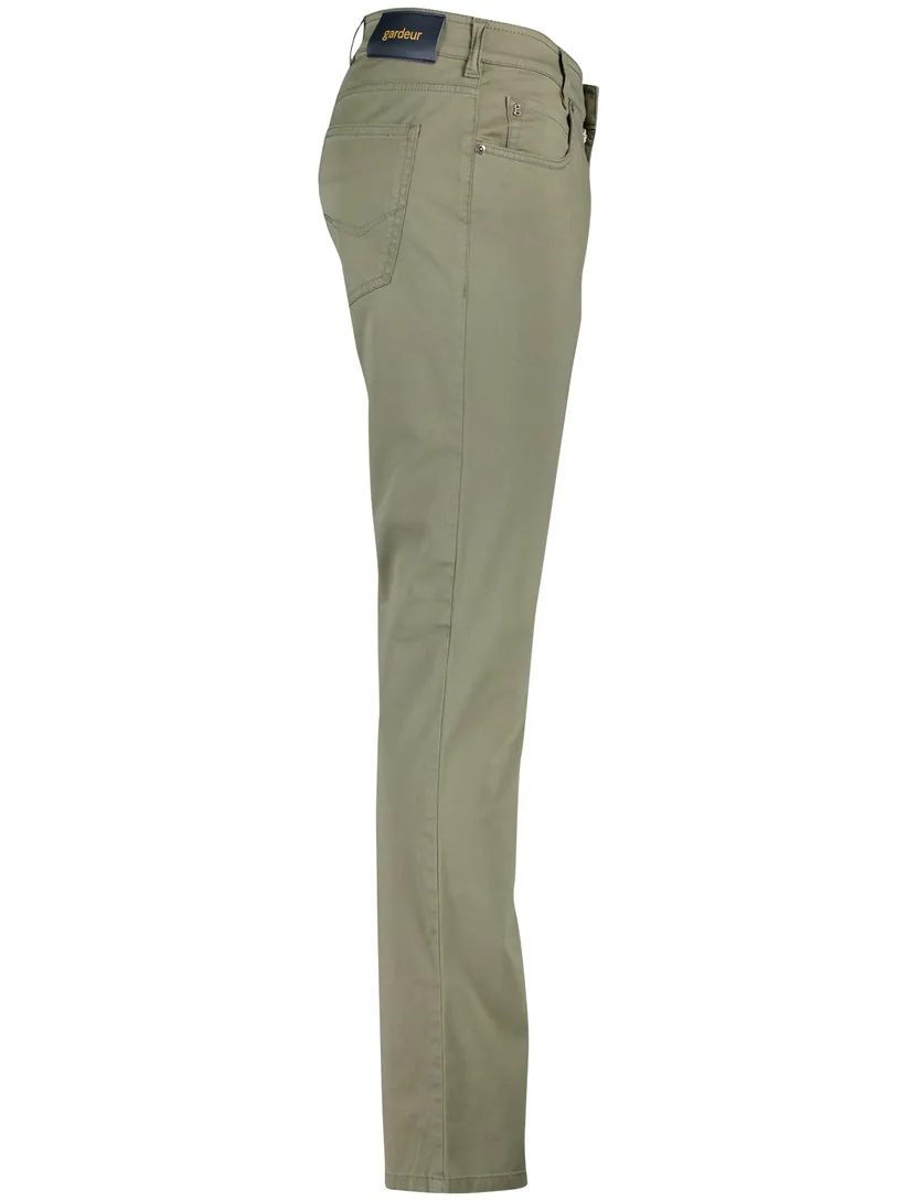 Gardeur Pantalon Bill 5-pocket groen katoen zonder omslag