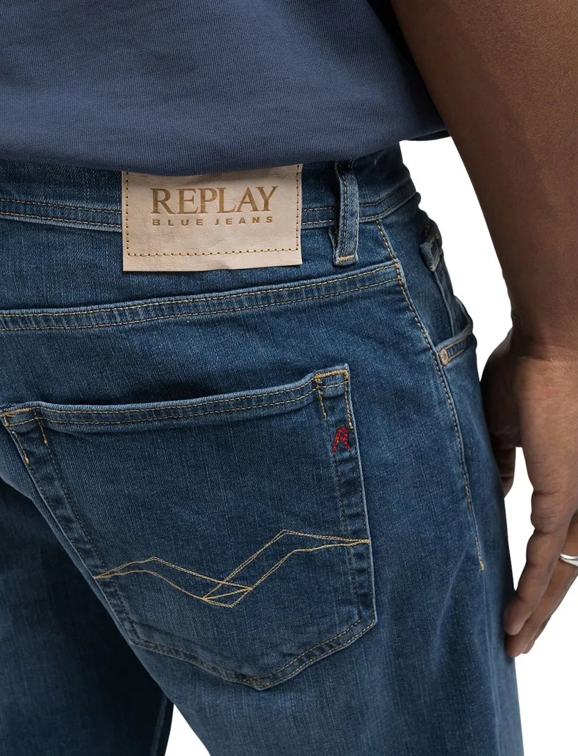 Replay Grover straight fit jeans blauw