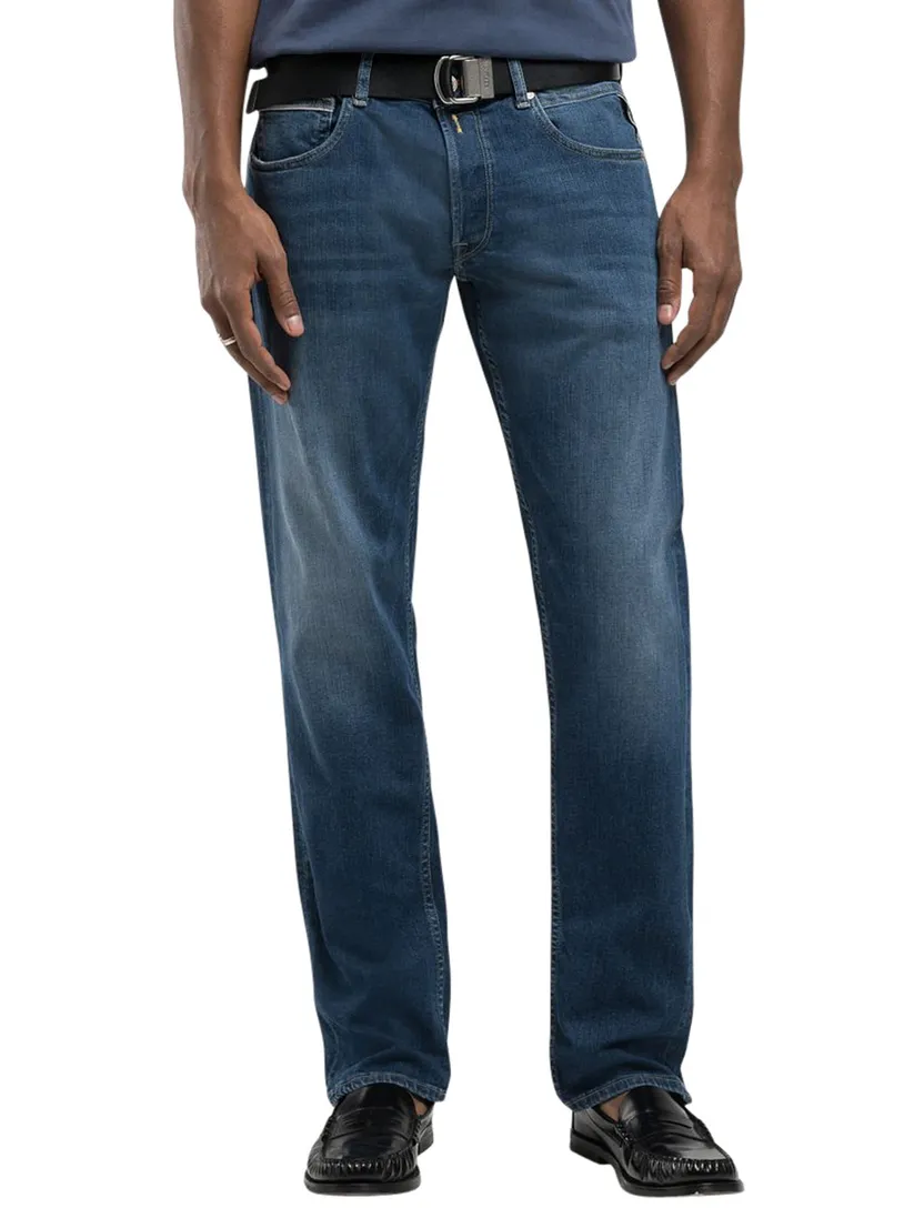 Replay Grover straight fit jeans blauw