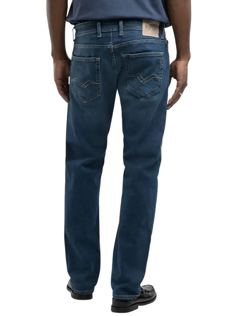 Replay Grover straight fit jeans blauw
