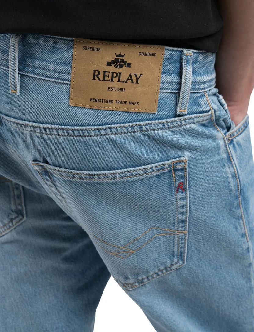Replay jeans straight fit lichtblauw Grover