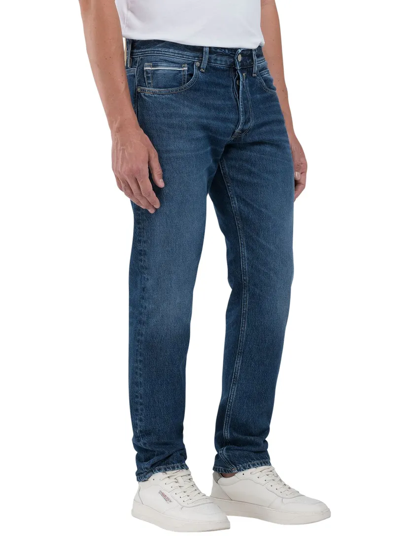 Replay jeans straight fit donkerblauw Grover