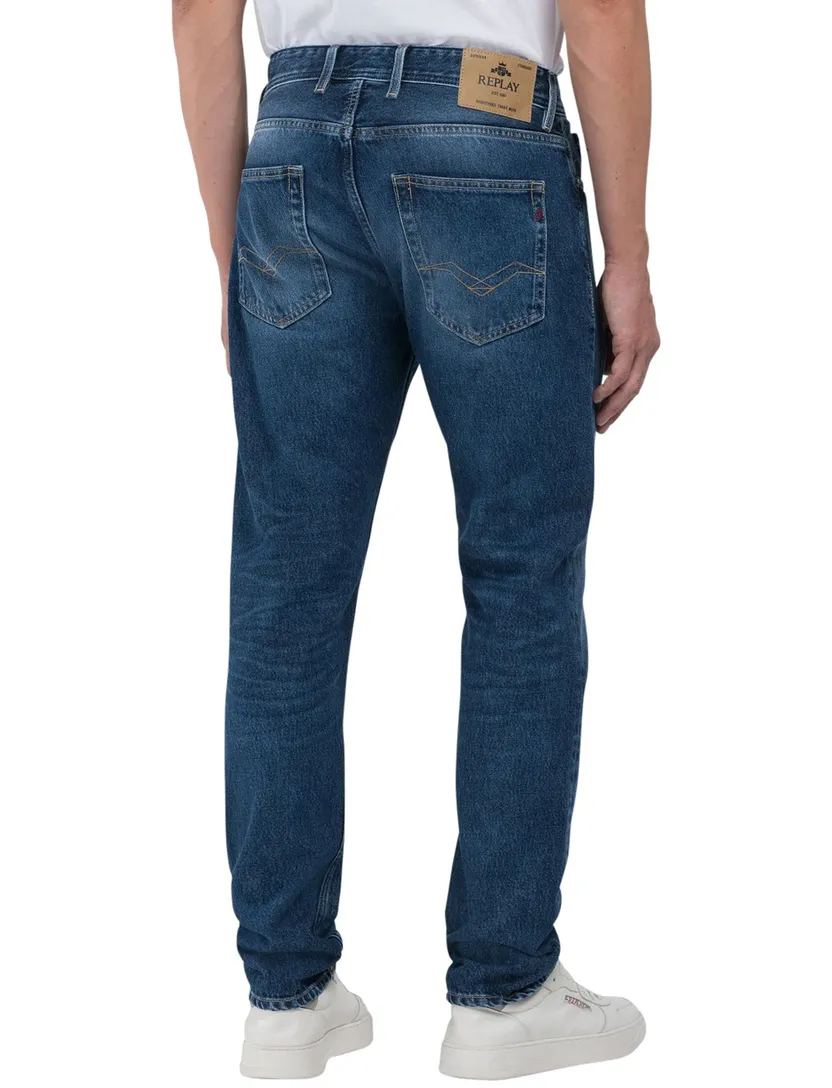 Replay jeans straight fit donkerblauw Grover