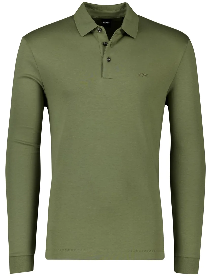 poloshirt lange mouw Boss Black groen katoen
