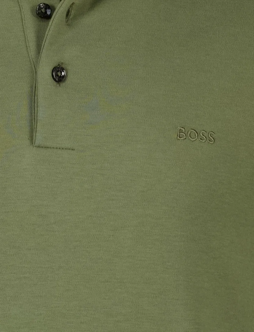 poloshirt lange mouw Boss Black groen katoen