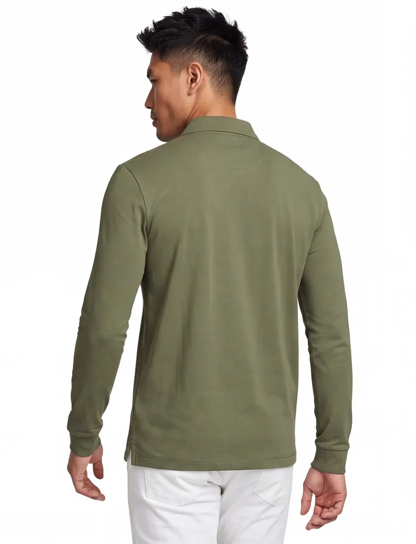 poloshirt lange mouw Boss Black groen katoen