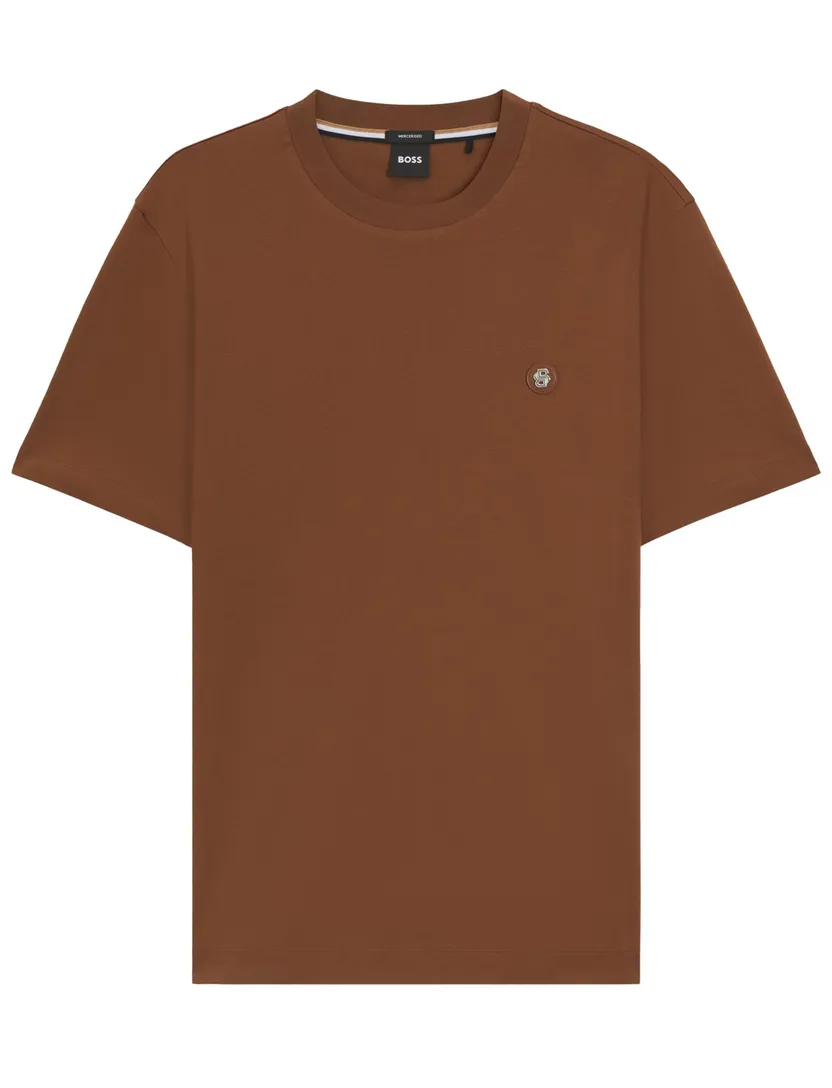 t-shirt Boss Black bruin effen katoen