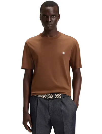 Hugo Boss t-shirt Boss Black bruin effen katoen