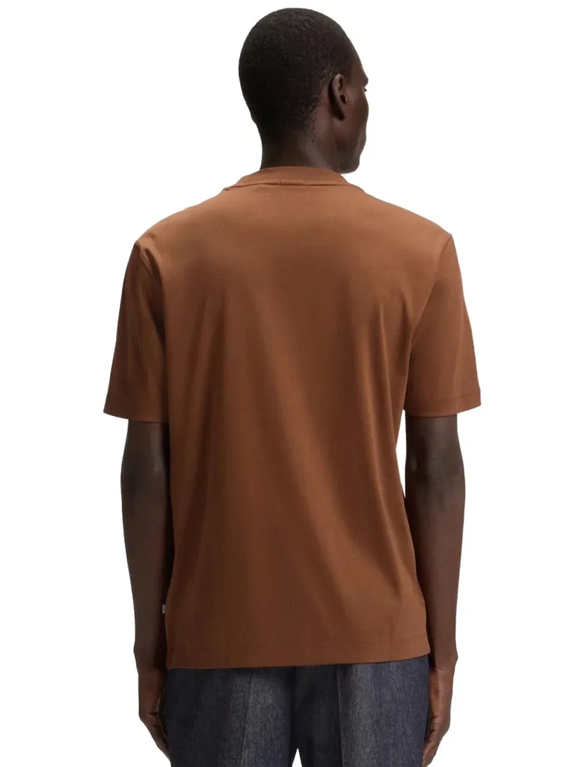 t-shirt Boss Black bruin effen katoen