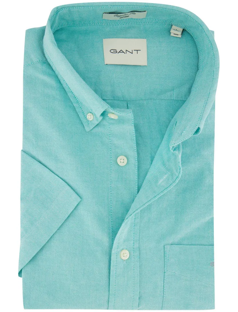 Gant Regular Fit turquoise katoen overhemd
