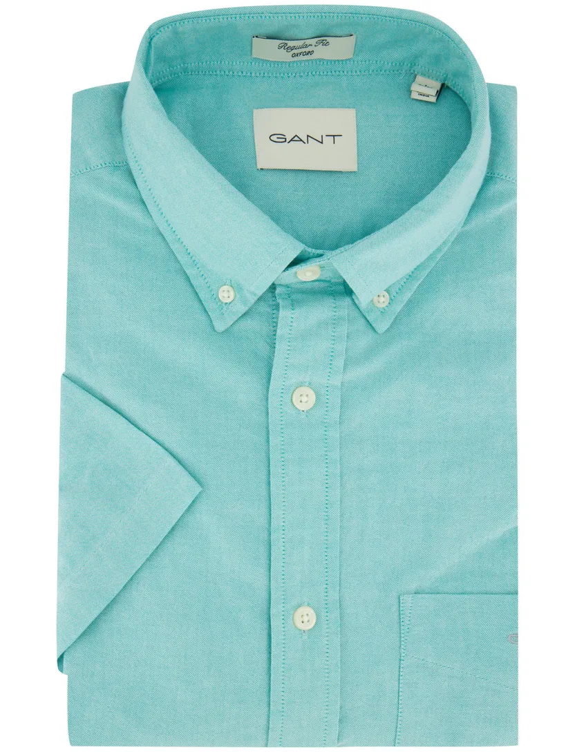 Gant Regular Fit turquoise katoen overhemd