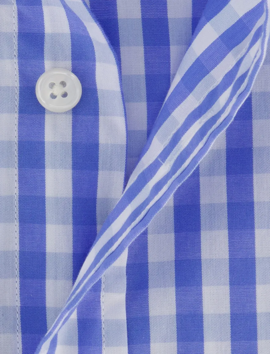 Gant overhemd blauw geruit lange mouw borstzak