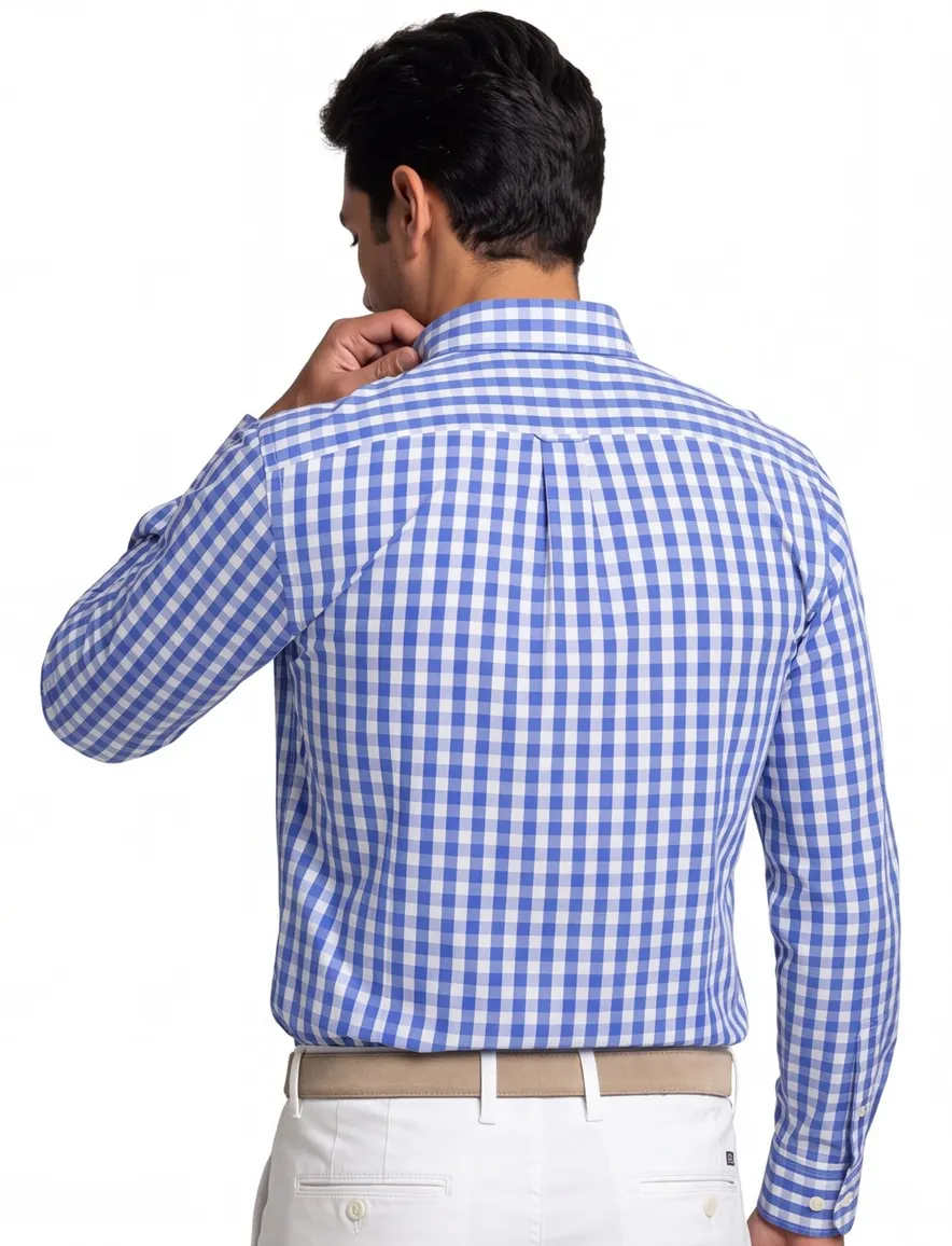 Gant overhemd blauw geruit