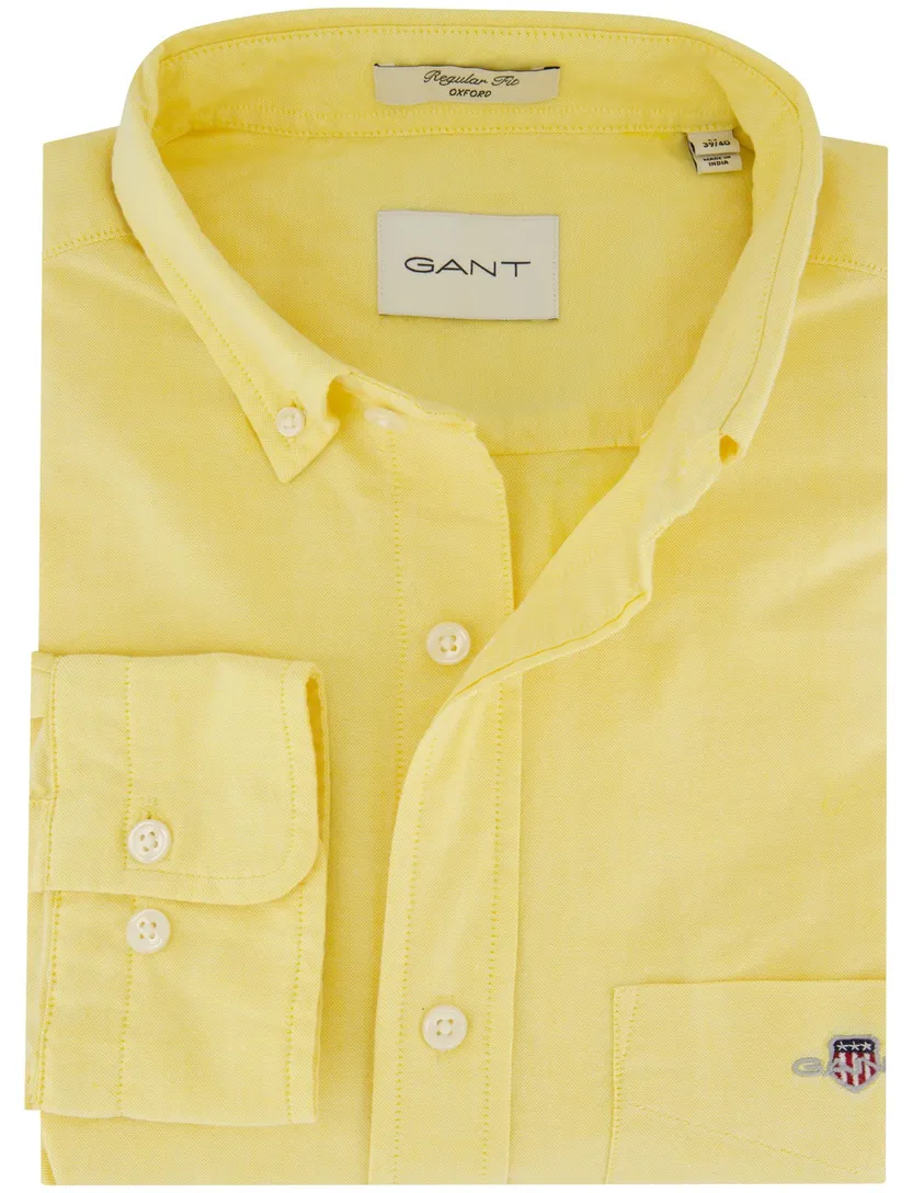 Gant overhemd geel effen regular fit