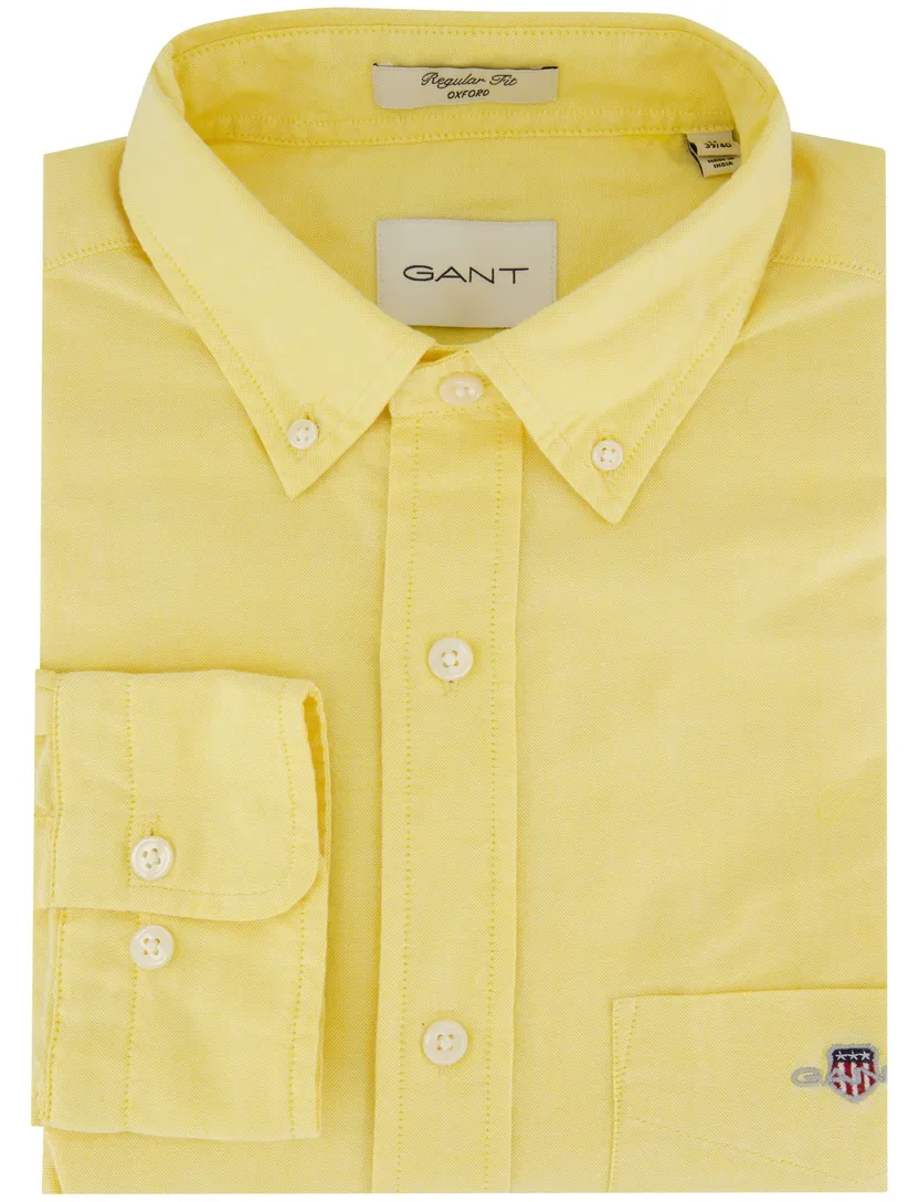 Gant overhemd geel effen regular fit