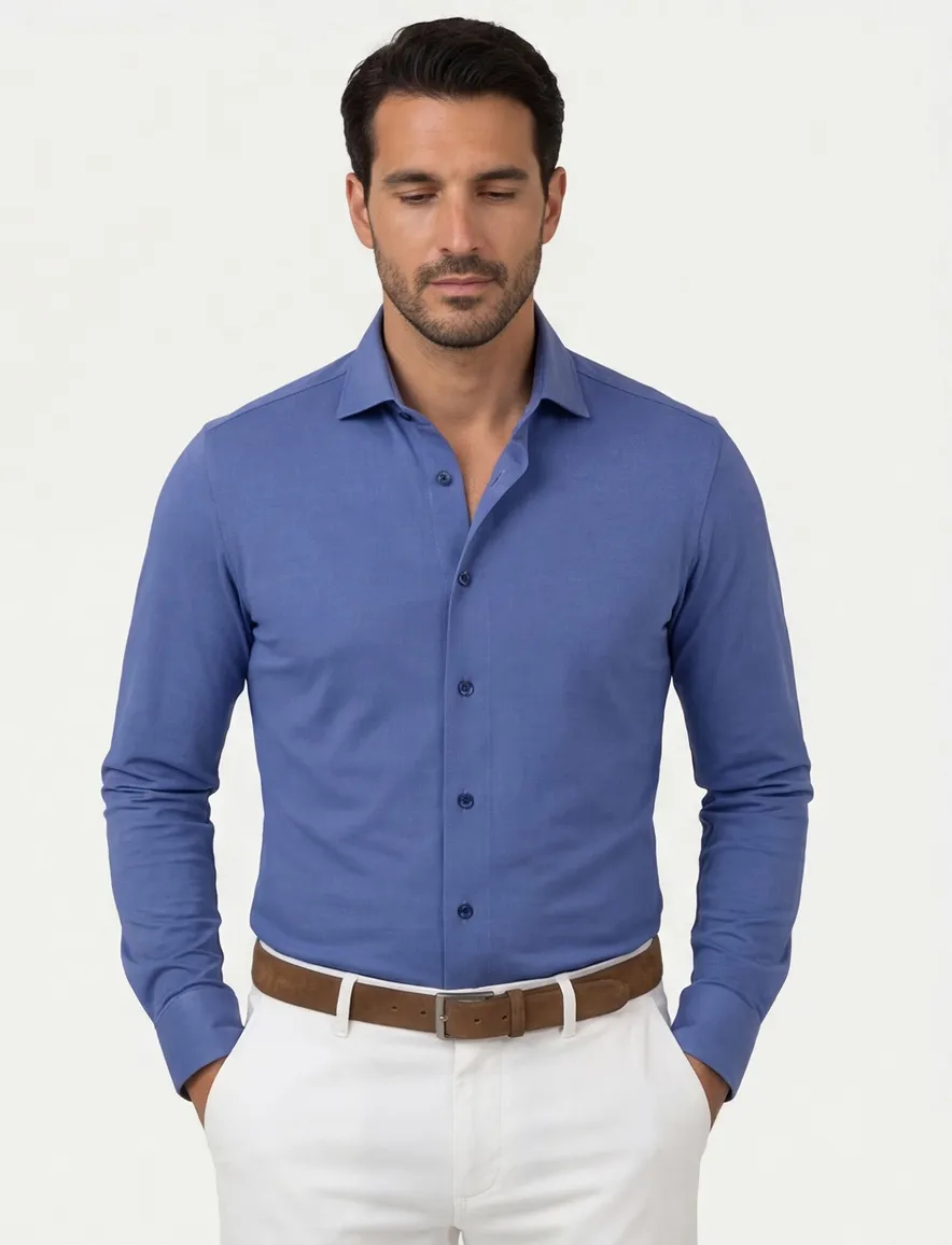 Olymp overhemd jersey ml 5 blauw