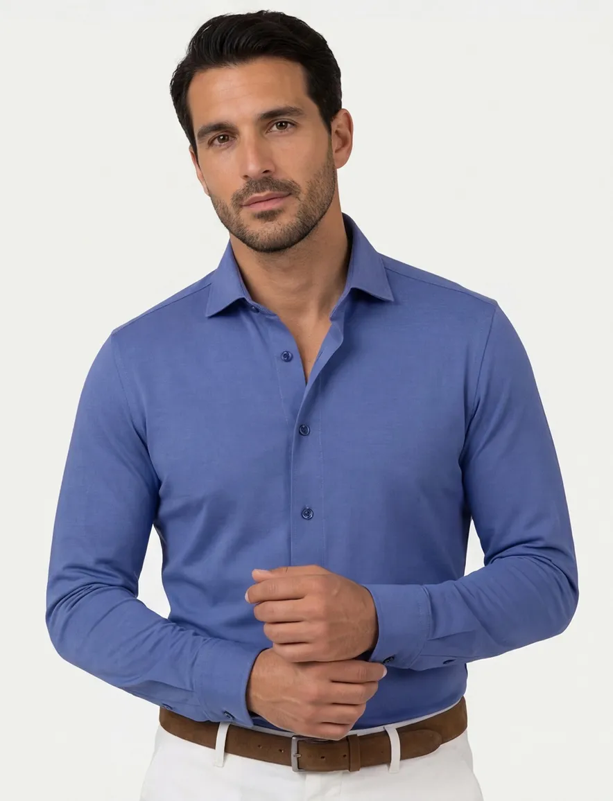 Olymp overhemd jersey ml 5 blauw