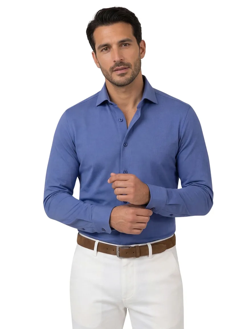 Olymp overhemd jersey ml 5 blauw