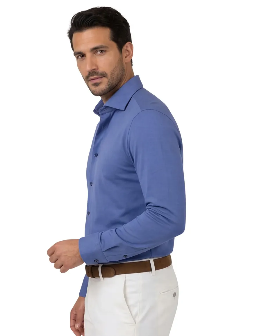 Olymp overhemd jersey ml 5 blauw katoen