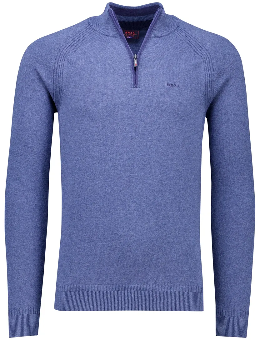 NZA blauw katoen effen half zip