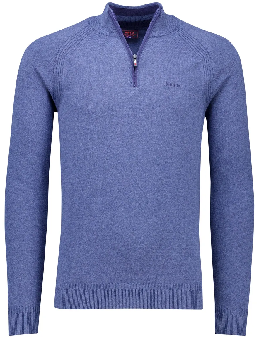 NZA blauw katoen effen half zip