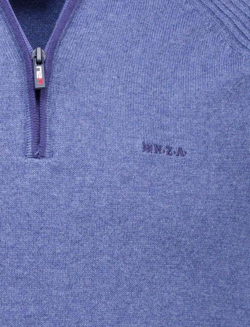 NZA blauw katoen effen half zip