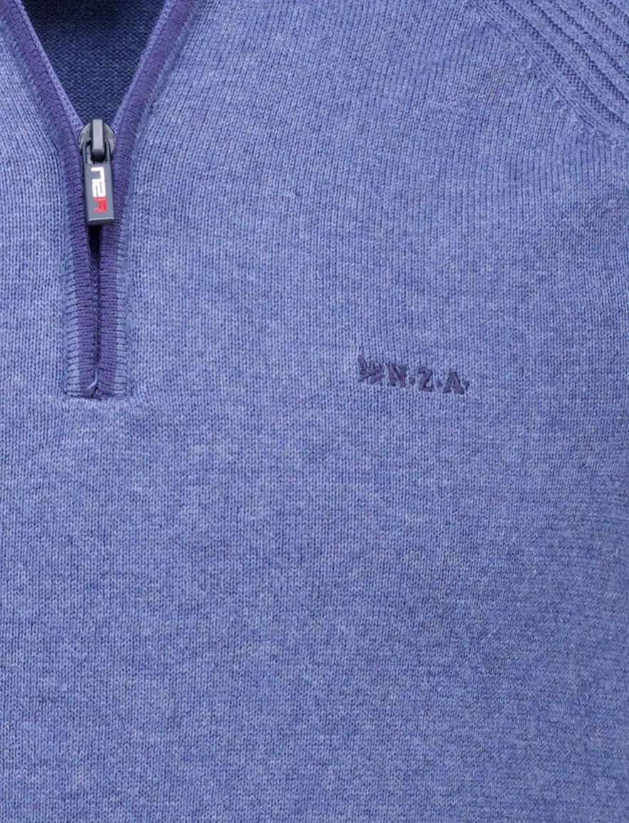 NZA blauw katoen effen half zip