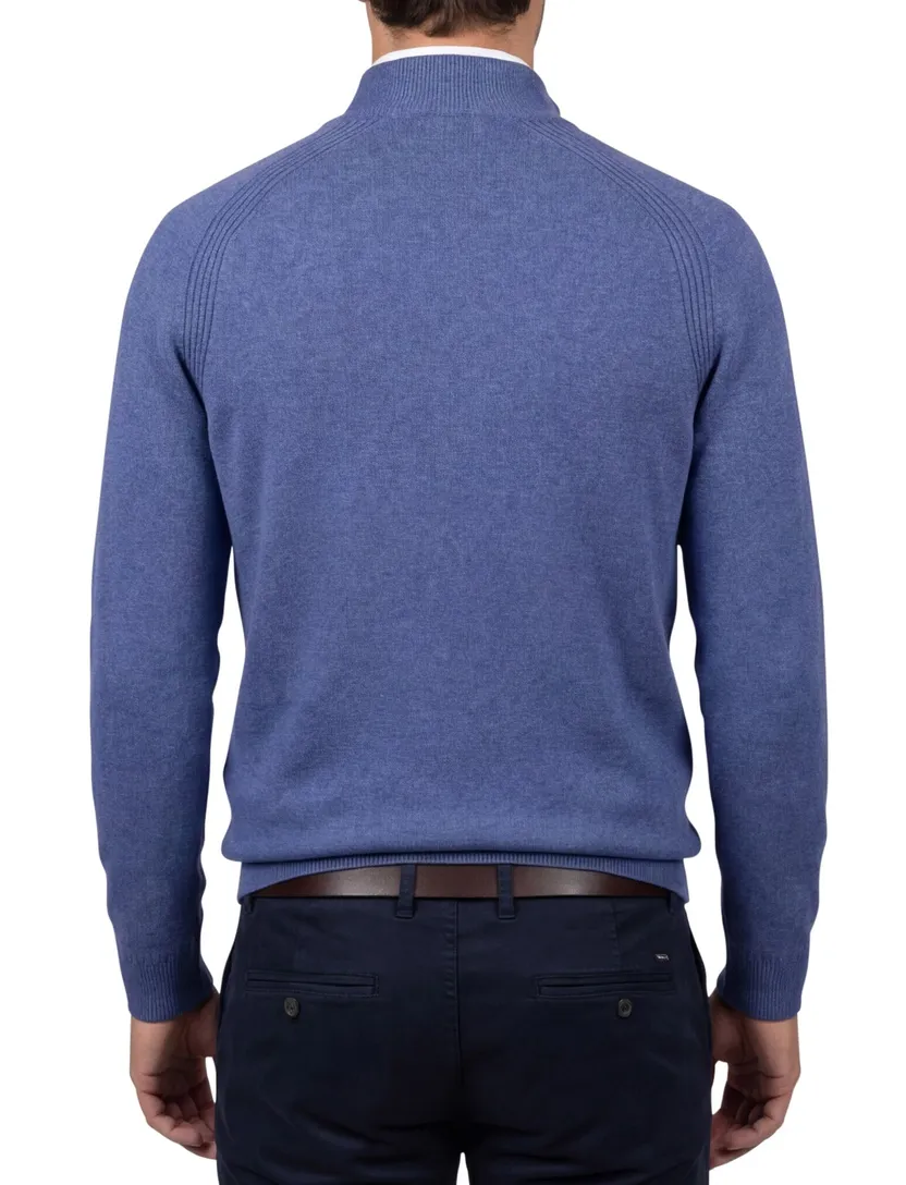 NZA blauw katoen effen half zip