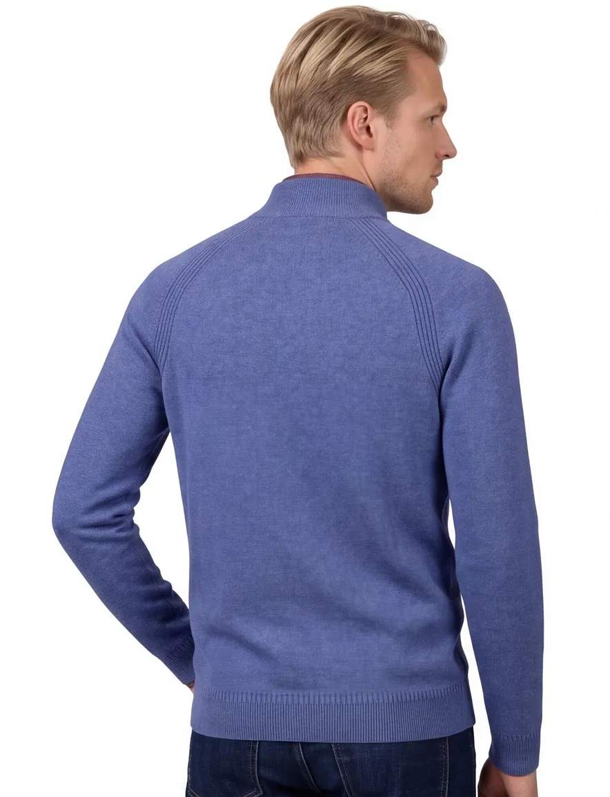NZA blauw katoen effen half zip