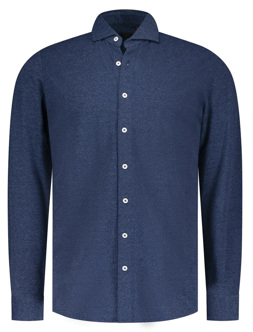 NZA overhemd donkerblauw gemêleerd