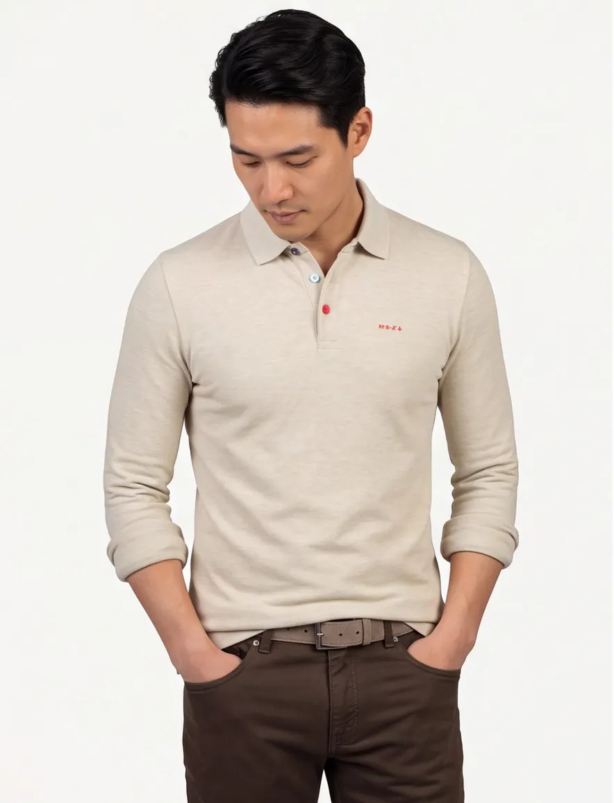 NZA polo beige lange mouw