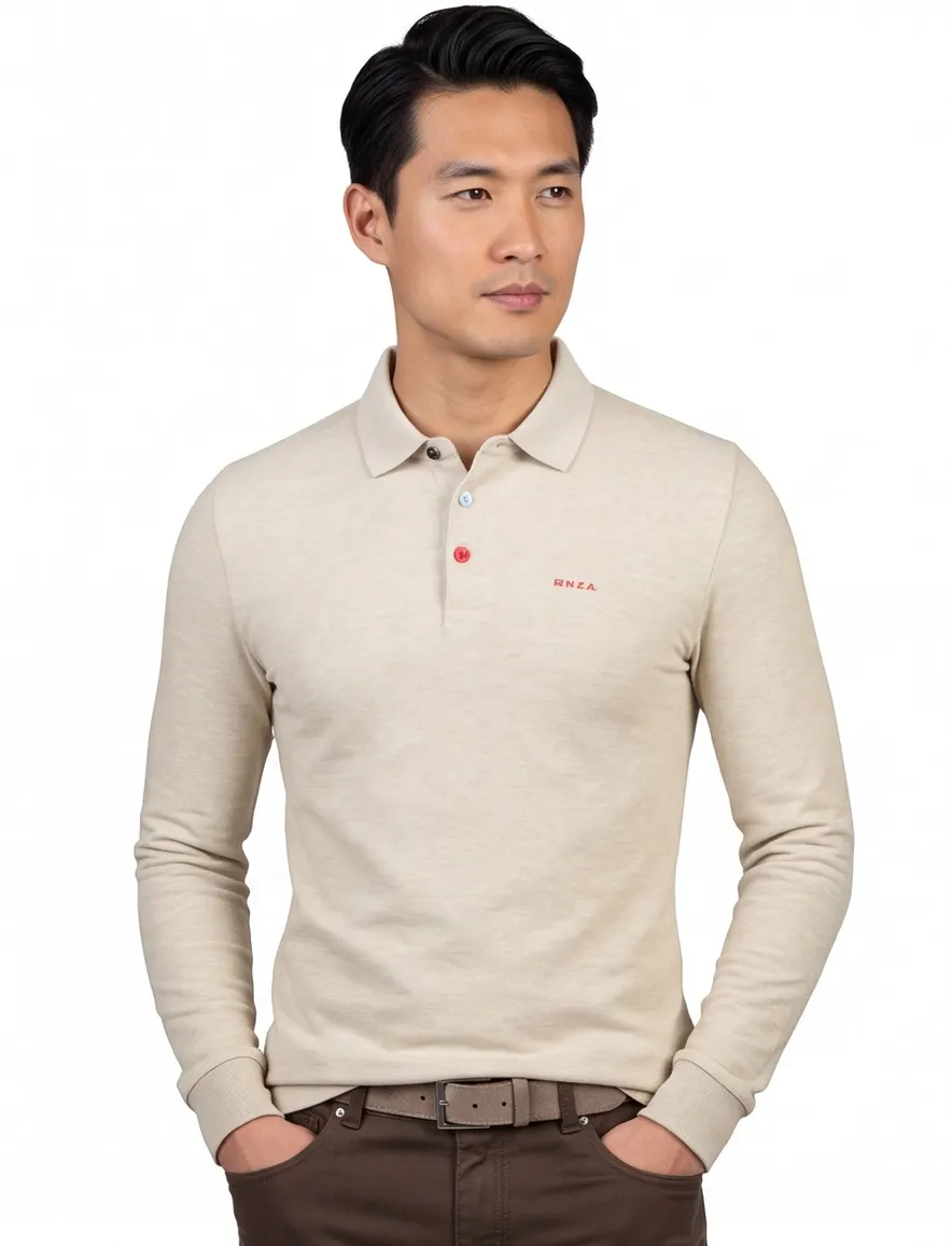 NZA polo beige lange mouw