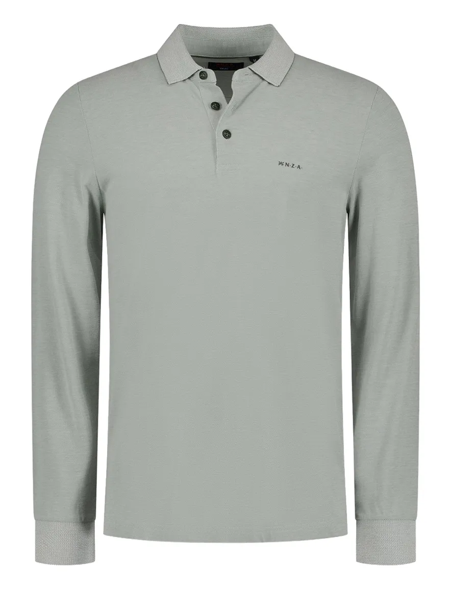 NZA polo grijs 3-knoops effen normale fit