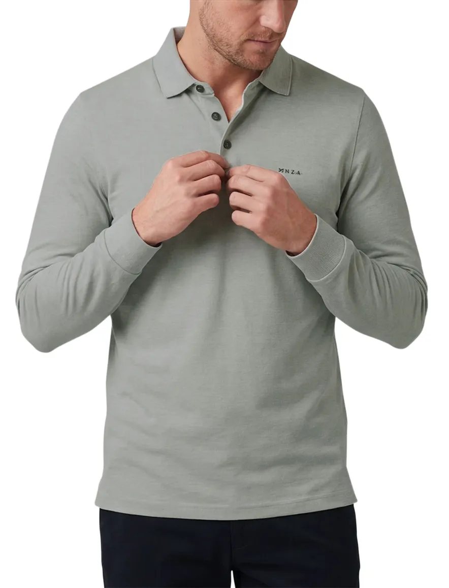 NZA polo grijs 3-knoops effen normale fit