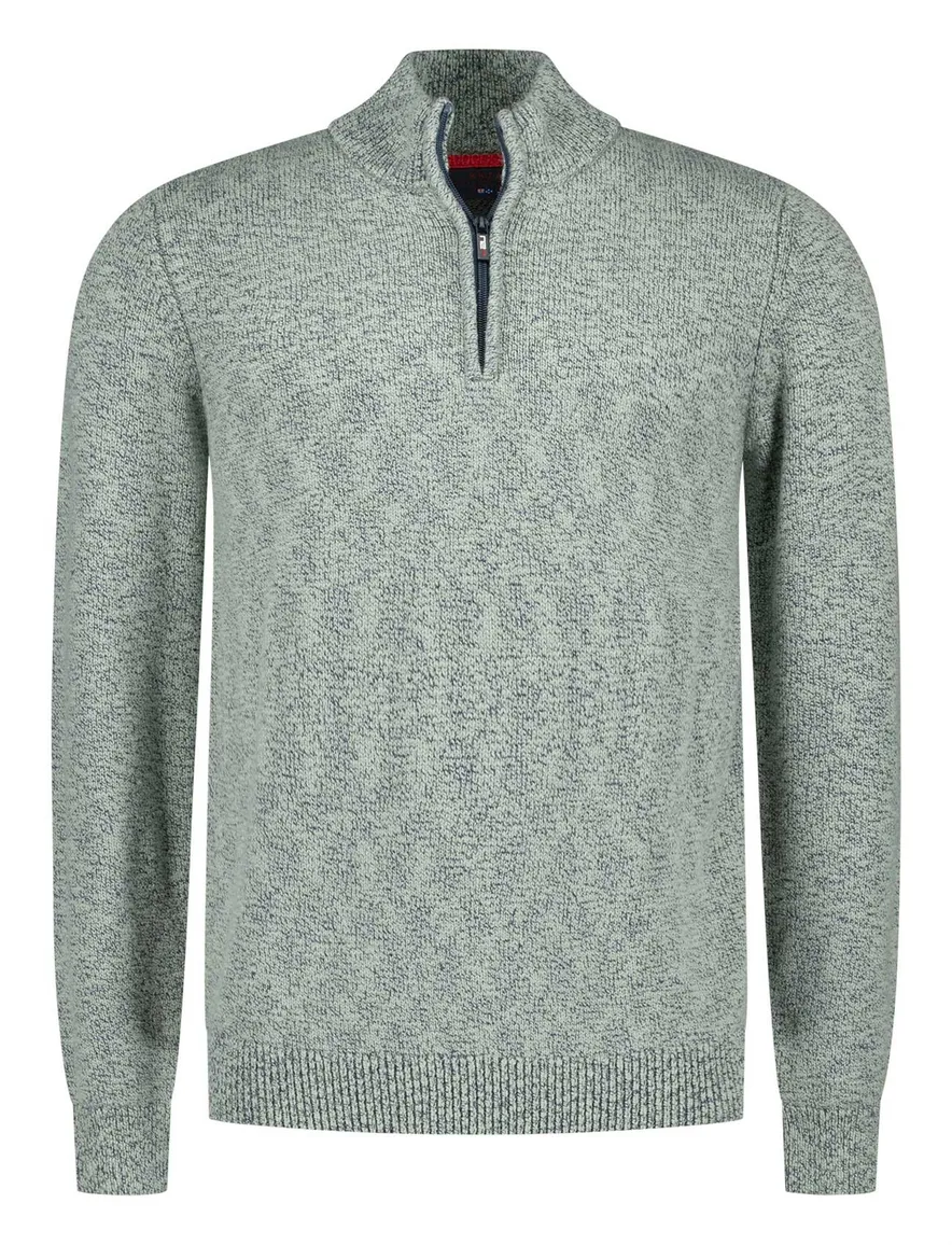 NZA trui half zip groen gebreid normale fit katoen
