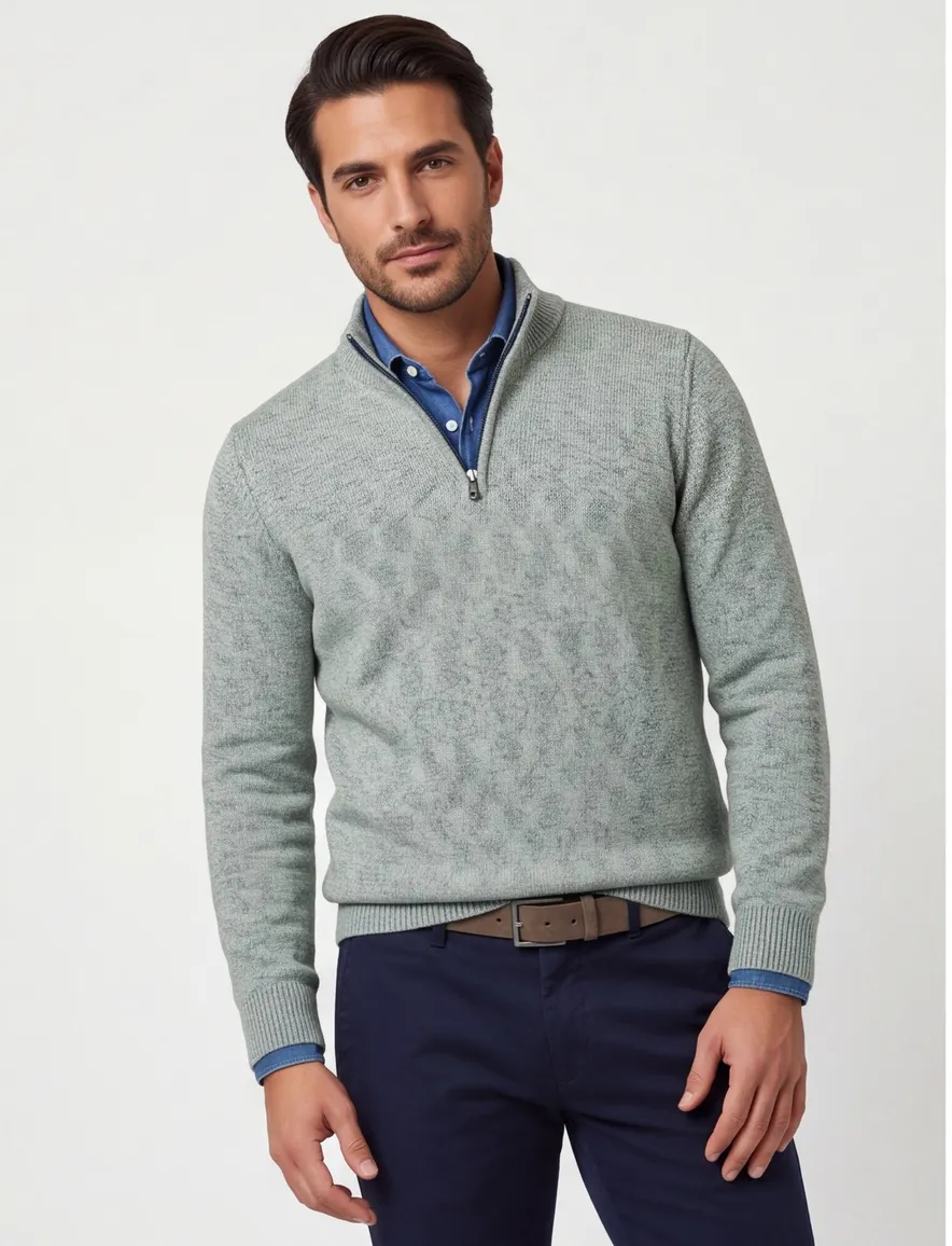 NZA trui half zip groen gebreid