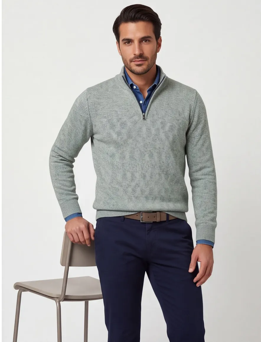 NZA trui half zip groen gebreid