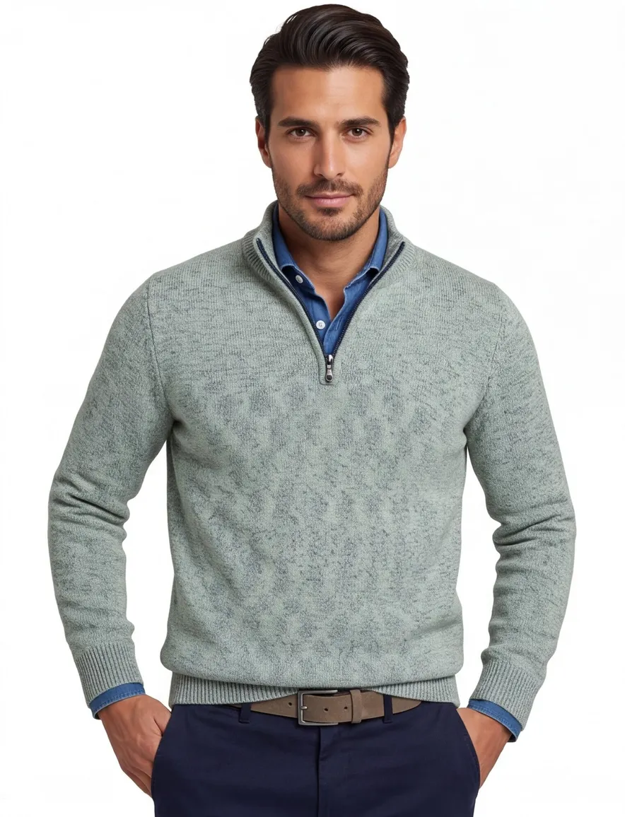 NZA trui half zip groen gebreid
