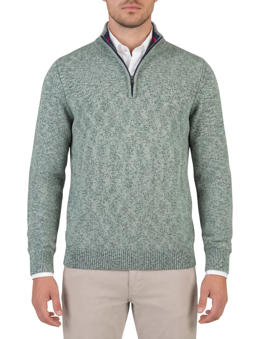 NZA trui half zip groen gebreid normale fit katoen