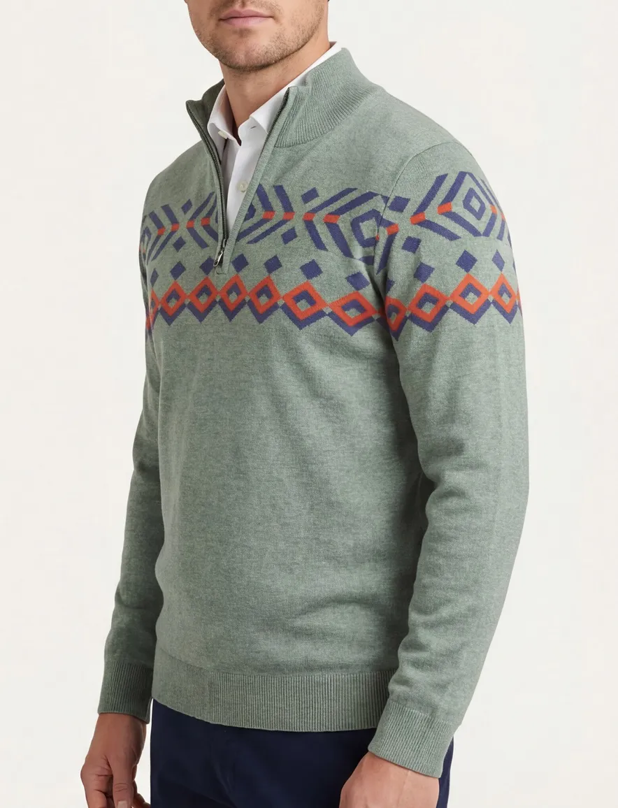 NZA trui geprint half zip groen