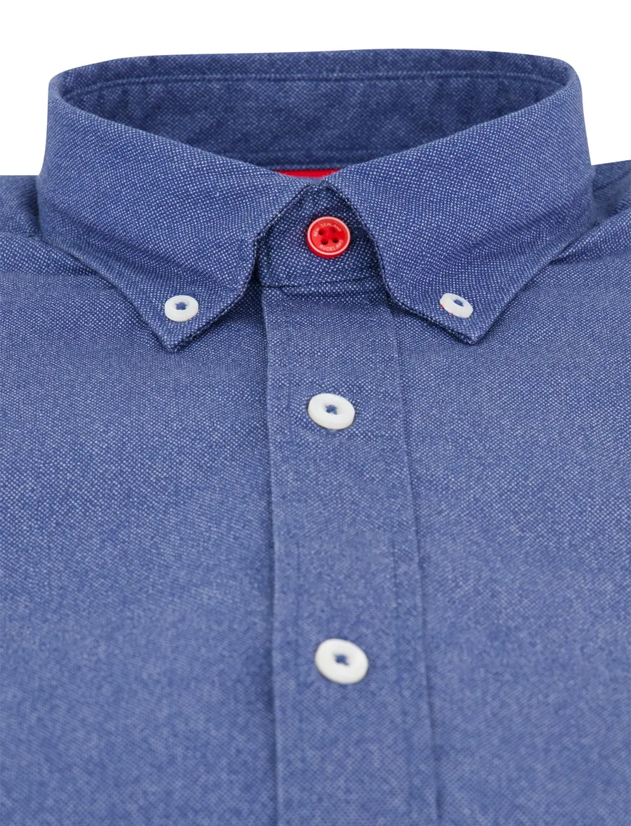 NZA overhemd blauw gemêleerd katoen