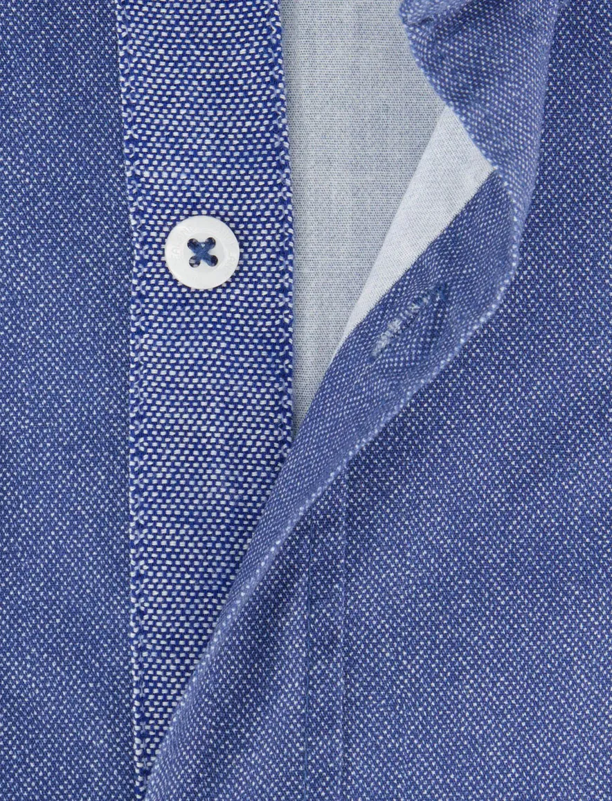 NZA overhemd blauw gemêleerd katoen