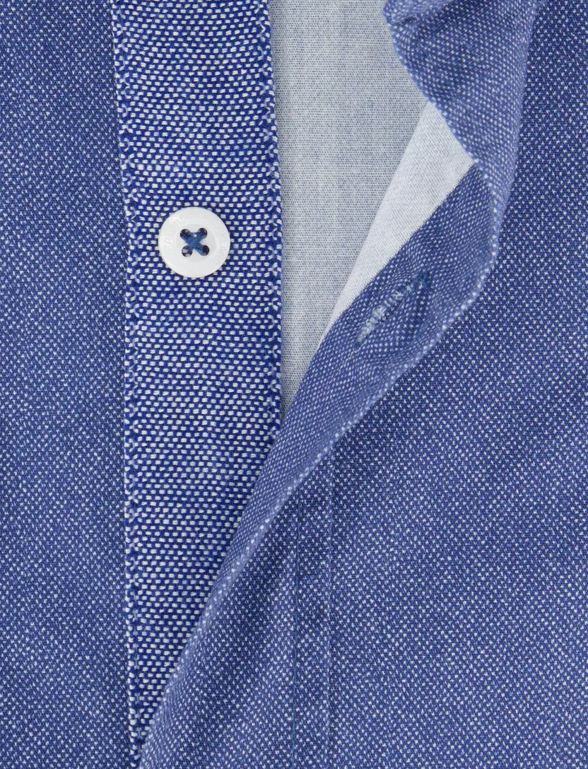 NZA overhemd blauw gemêleerd semi-wide spread collar