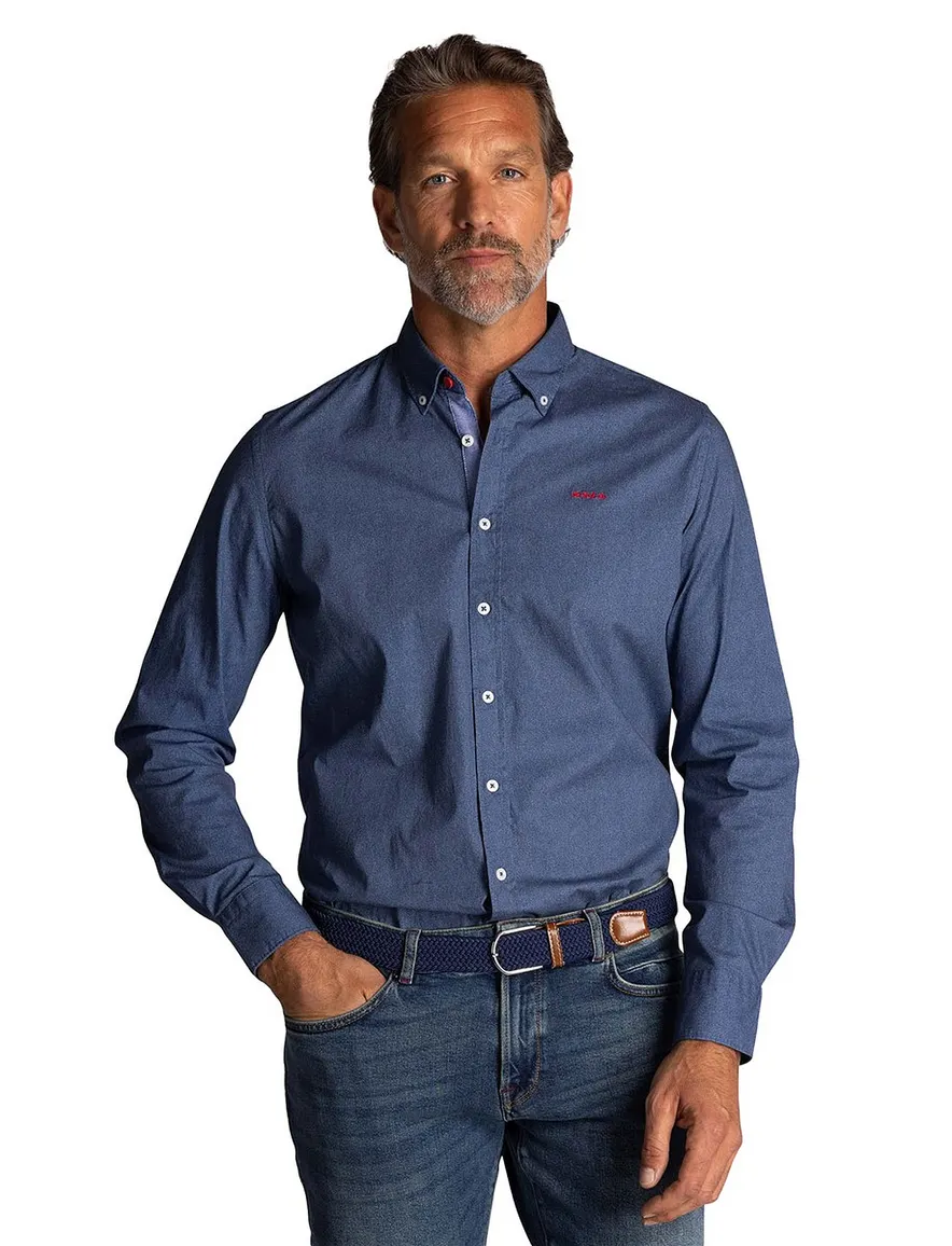 NZA overhemd blauw gemeleerd