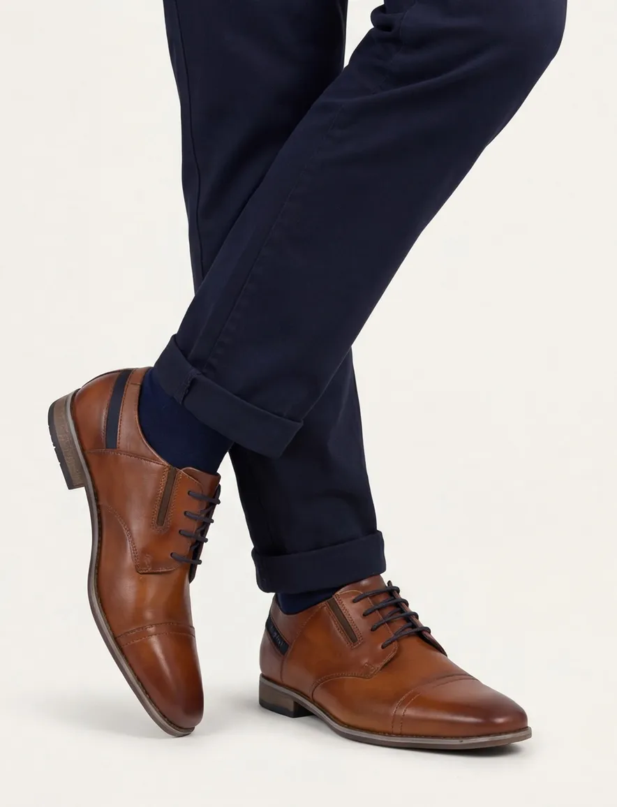 Bugatti nette veterschoenen bruin leer